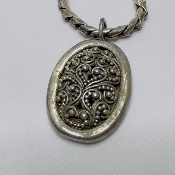 LOIS HILL DECORATIVE PENDANT NECKLACE Sterling Toggle 21" Thick Chain 2.6 oz - Picture 7 of 12